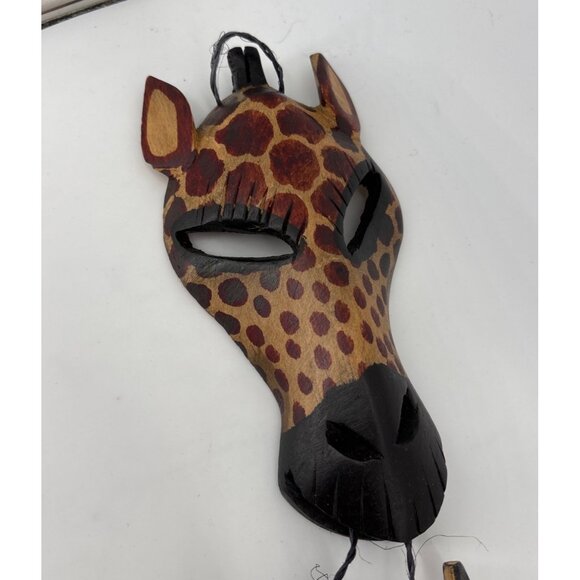 Hand-Carved African Animal Mask Wall Hanging Decor made in Kenya - Picture 2 of 7